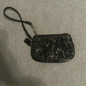Coach wristlet black silver shimmer
